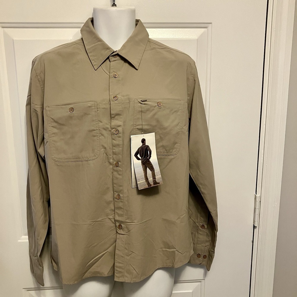 NWT Clothing Arts P Cubed Shirt Taupe Men's Small Pick Pocket Proof Long Sleeve